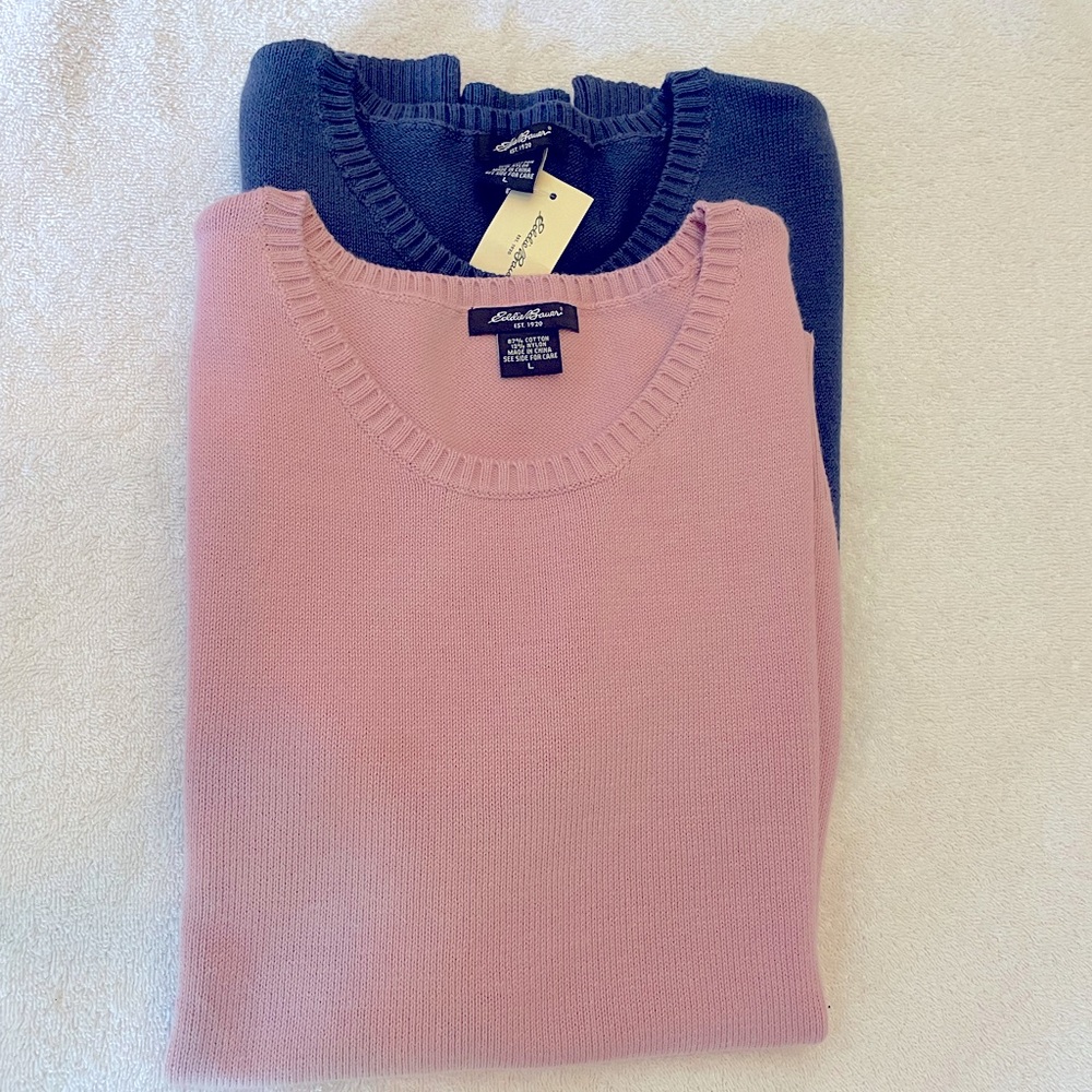 Eddie Bauer pullover knit vests, sold as a pair. One NWT